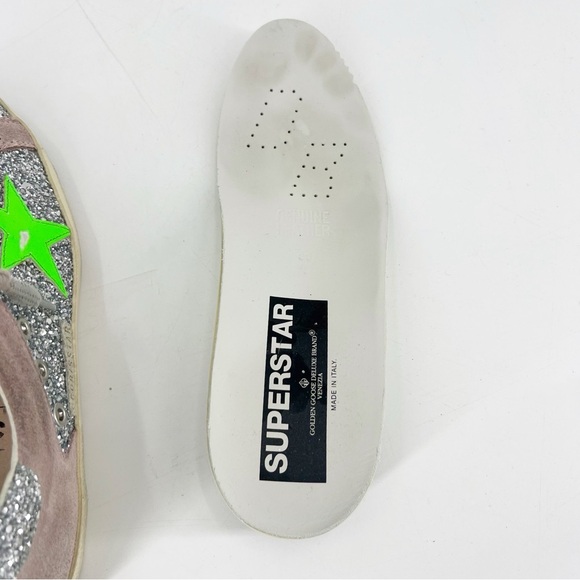 Golden Goose Glitter Superstar Low Top Sneakers Pink Green 39 Italy US 9 - Picture 11 of 15